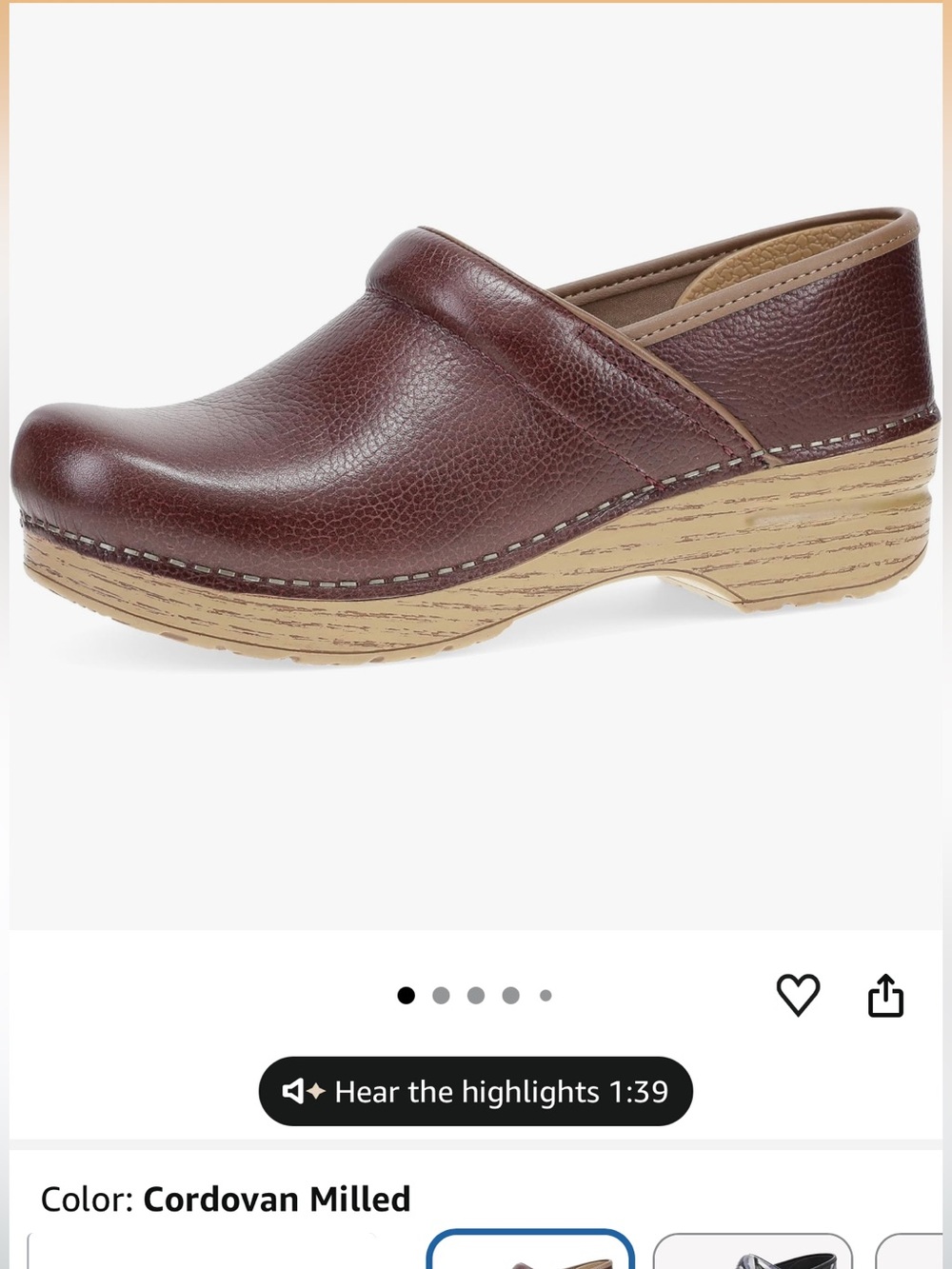 Dansko Cordovan Brown Leather Clog Mules